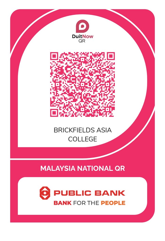 DuitNow QR code for payment to Brickfields Asia College